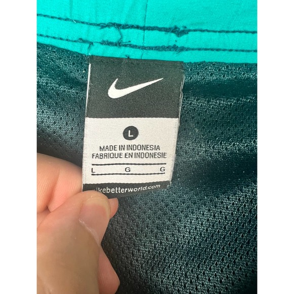 Vintage NIKE Men's L Swim Trunks Check Logo‎ Mesh Lined Drawstring Pockets Beach - Picture 5 of 6